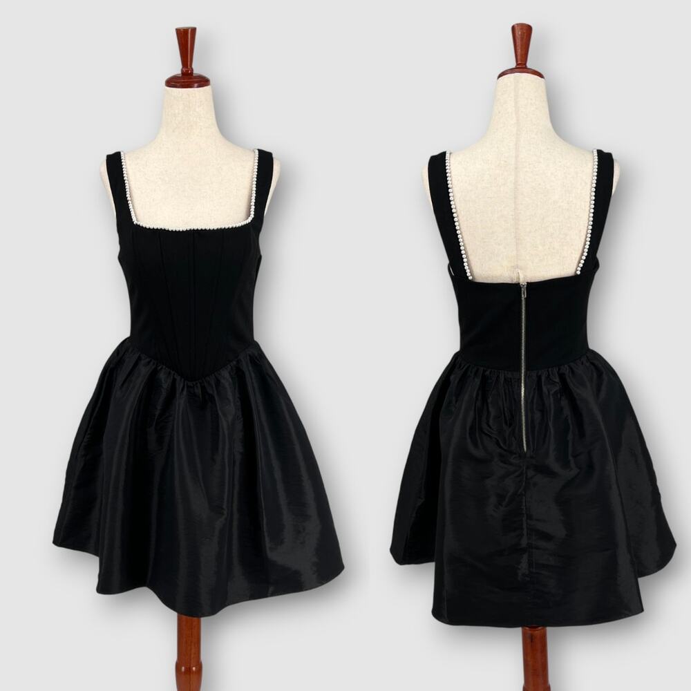 City Studio Black Pearl Trim Fit & Flare Dress Size 9 / 10